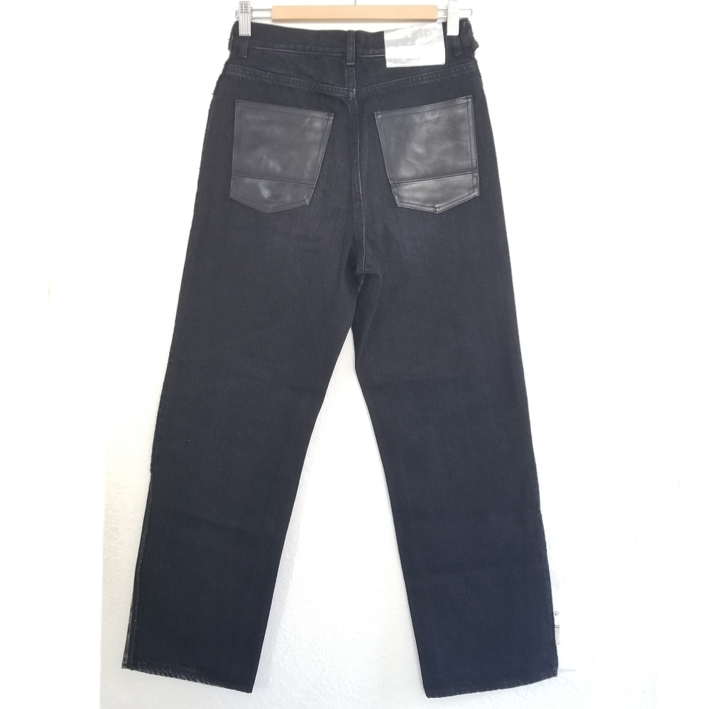 Golden Goose Two Tone High Rise Straight Leg Leather Pocket Jeans Size 2… - Picture 3 of 15